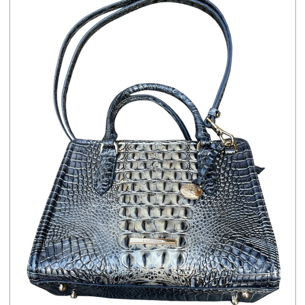 Brahmin Blue Croc-Embossed Satchel - Picture 11 of 11